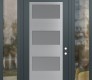 Modern Steel Front Door Diamond C2 68" x 96" anthracite/anthracite frosted Glass Panel stainless steel LHI with 2 Sidelites and Transom clear Glass