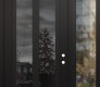 Modern Steel Front Door Diamond C14 50" x 96" black/black mirrored Glass Panel black LHI with Sidelite and Transom clear Glass