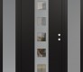 Modern Steel Front Door DIAMOND A13 68" X 80" BLACK/BLACK CLEAR GLASS PANEL STAINLESS STEEL LHI WITH 2 SIDELITES FROSTED GLASS