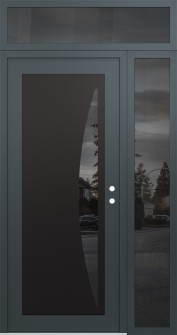 Diamond C13 48" x 96" anthracite/anthracite mirrored Glass Panel black LHI with Sidelite and Transom mirrored Glass