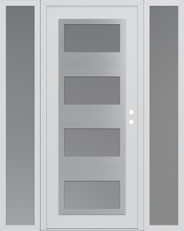 Diamond C2 68" x 80" white/white frosted Glass Panel stainless steel LHI with 2 Sidelites frosted Glass