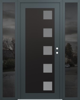 Diamond C5 68" x 80" anthracite/anthracite frosted Glass Panel black LHI with 2 Sidelites mirrored Glass
