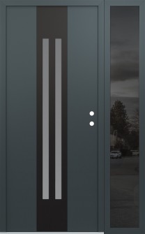 DIAMOND A8 50" X 80" ANTHRACITE/ANTHRACITE FROSTED GLASS PANEL BLACK LHI WITH SIDELITE MIRRORED GLASS