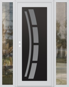 Diamond C12 64" x 80" white/white frosted Glass Panel black RHI with 2 Sidelites clear Glass