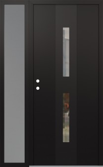 DIAMOND A6 50" X 80" BLACK/BLACK CLEAR GLASS PANEL BLACK RHI WITH SIDELITE FROSTED GLASS