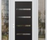 Modern Steel Front Door Diamond C7 68" x 96" white/white clear Glass Panel black RHI with 2 Sidelites and Transom clear Glass
