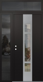 DIAMOND A9 50" X 96" BLACK/BLACK CLEAR GLASS PANEL STAINLESS STEEL RHI WITH SIDELITE AND TRANSOM MIRRORED GLASS