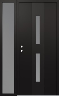 DIAMOND A6 48" X 80" BLACK/WHITE FROSTED GLASS PANEL BLACK RHI WITH SIDELITE FROSTED GLASS