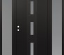 Modern Steel Front Door DIAMOND A7 60" X 80" BLACK/WHITE FROSTED GLASS PANEL BLACK RHI WITH 2 SIDELITES FROSTED GLASS