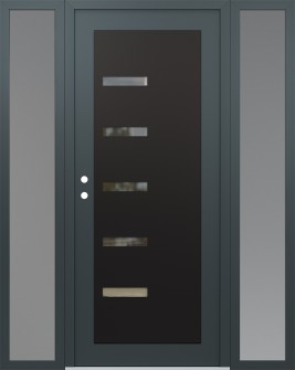 Diamond C8 64" x 80" anthracite/anthracite clear Glass Panel black RHI with 2 Sidelites frosted Glass