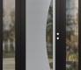 Modern Steel Front Door Diamond C13 60" x 80" black/black clear Glass Panel stainless steel LHI with 2 Sidelites clear Glass
