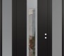 Modern Steel Front Door DIAMOND A1 64" X 96" BLACK/BLACK CLEAR GLASS PANEL STAINLESS STEEL LHI WITH 2 SIDELITES AND TRANSOM FROSTED GLASS