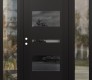 Modern Steel Front Door Diamond C10 60" x 80" black/black mirrored Glass Panel black RHI with 2 Sidelites clear Glass