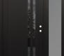 Modern Steel Front Door Diamond C6 48" x 80" black/black mirrored Glass Panel black LHI with Sidelite frosted Glass