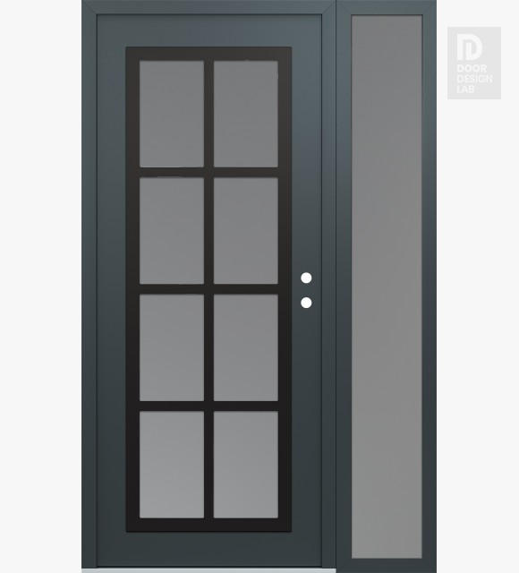 Modern Steel Front Door Diamond C16 52" x 80" anthracite/anthracite frosted Glass Panel black LHI with Sidelite frosted Glass