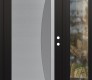 Modern Steel Front Door Diamond C13 48" x 80" black/white frosted Glass Panel stainless steel LHI with Sidelite clear Glass
