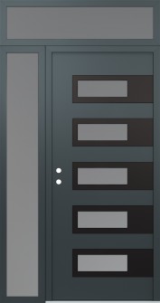 Diamond D3 48" x 96" anthracite/anthracite frosted Glass Panel black RHI with Sidelite and Transom frosted Glass