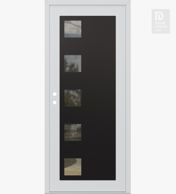 Modern Steel Front Door Diamond C5 36" x 80" white/white clear Glass Panel black RHI