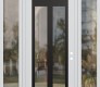 Modern Steel Front Door Diamond C14 68" x 96" white/white clear Glass Panel black LHI with 2 Sidelites and Transom clear Glass