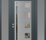 Modern Steel Front Door Diamond C3 64" x 96" anthracite/anthracite clear Glass Panel stainless steel RHI with 2 Sidelites and Transom frosted Glass