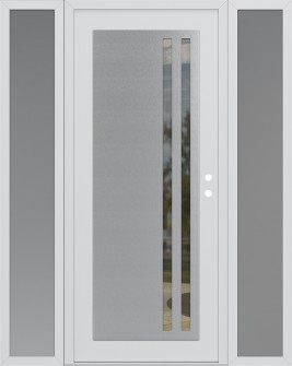 Diamond C6 64" x 80" white/white clear Glass Panel stainless steel LHI with 2 Sidelites frosted Glass