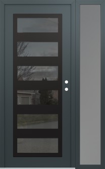 Diamond C9 52" x 80" anthracite/anthracite mirrored Glass Panel black LHI with Sidelite frosted Glass