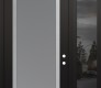 Modern Steel Front Door Diamond C1 52" x 96" black/white frosted Glass Panel stainless steel LHI with Sidelite and Transom mirrored Glass