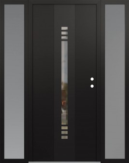 DIAMOND A5 64" X 80" BLACK/BLACK CLEAR GLASS PANEL BLACK LHI WITH 2 SIDELITES FROSTED GLASS