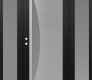 Modern Steel Front Door Diamond C13 68" x 80" black/white frosted Glass Panel stainless steel RHI with 2 Sidelites frosted Glass