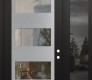 Modern Steel Front Door Diamond C2 50" x 96" black/black clear Glass Panel stainless steel LHI with Sidelite and Transom mirrored Glass