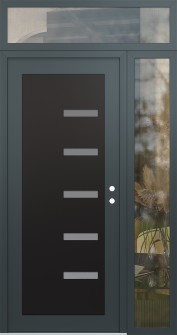 Diamond C8 50" x 96" anthracite/anthracite frosted Glass Panel black LHI with Sidelite and Transom clear Glass