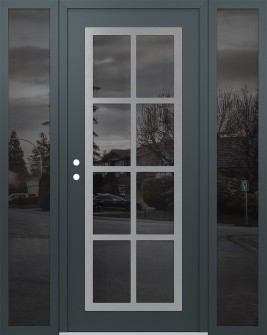 Diamond C16 64" x 80" anthracite/anthracite mirrored Glass Panel stainless steel RHI with 2 Sidelites mirrored Glass