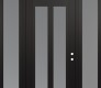 Modern Steel Front Door Diamond C14 60" x 96" black/white frosted Glass Panel black LHI with 2 Sidelites and Transom frosted Glass