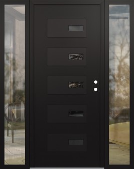 Diamond D7 64" x 80" black/black mirrored Glass Panel black LHI with 2 Sidelites clear Glass