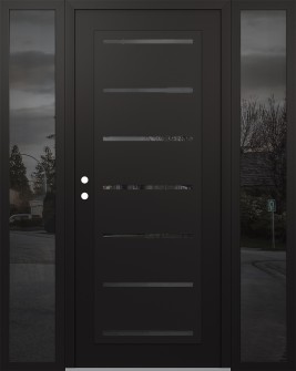 Diamond C11 60" x 80" black/black mirrored Glass Panel black RHI with 2 Sidelites mirrored Glass