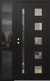 Diamond C3 52" x 80" black/black clear Glass Panel black RHI with Sidelite mirrored Glass