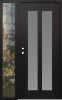 Diamond C14 50" x 80" black/white frosted Glass Panel black RHI with Sidelite clear Glass