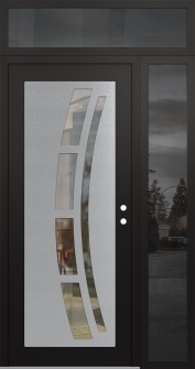 Diamond C12 48" x 96" black/black clear Glass Panel stainless steel LHI with Sidelite and Transom mirrored Glass