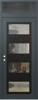 Diamond C2 36" x 96" anthracite/anthracite clear Glass Panel black RHI with Transom mirrored Glass