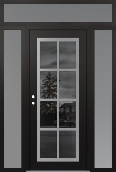 Diamond C16 60" x 96" black/black mirrored Glass Panel stainless steel RHI with 2 Sidelites and Transom frosted Glass