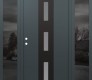 Modern Steel Front Door DIAMOND A7 60" X 80" ANTHRACITE/ANTHRACITE FROSTED GLASS PANEL BLACK RHI WITH 2 SIDELITES MIRRORED GLASS