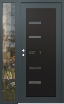 Diamond C8 52" x 80" anthracite/anthracite mirrored Glass Panel black RHI with Sidelite clear Glass