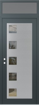 Diamond C5 36" x 96" anthracite/anthracite clear Glass Panel stainless steel RHI with Transom frosted Glass