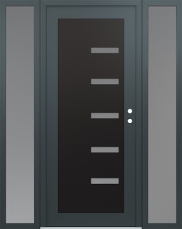 Diamond C8 68" x 80" anthracite/anthracite frosted Glass Panel black LHI with 2 Sidelites frosted Glass