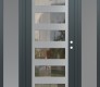 Modern Steel Front Door Diamond C9 64" x 80" anthracite/anthracite clear Glass Panel stainless steel LHI with 2 Sidelites frosted Glass