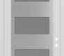 Modern Steel Front Door Diamond C2 36" x 96" white/white frosted Glass Panel stainless steel LHI with Transom mirrored Glass