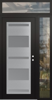 Diamond C10 48" x 96" black/white frosted Glass Panel stainless steel LHI with Sidelite and Transom clear Glass