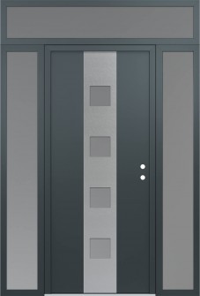 DIAMOND A12 68" X 96" ANTHRACITE/ANTHRACITE FROSTED GLASS PANEL STAINLESS STEEL LHI WITH 2 SIDELITES AND TRANSOM FROSTED GLASS