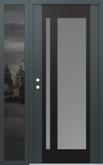Diamond C15 48" x 80" anthracite/anthracite frosted Glass Panel black RHI with Sidelite mirrored Glass