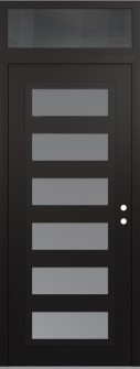 Diamond C9 36" x 96" black/white frosted Glass Panel black LHI with Transom mirrored Glass